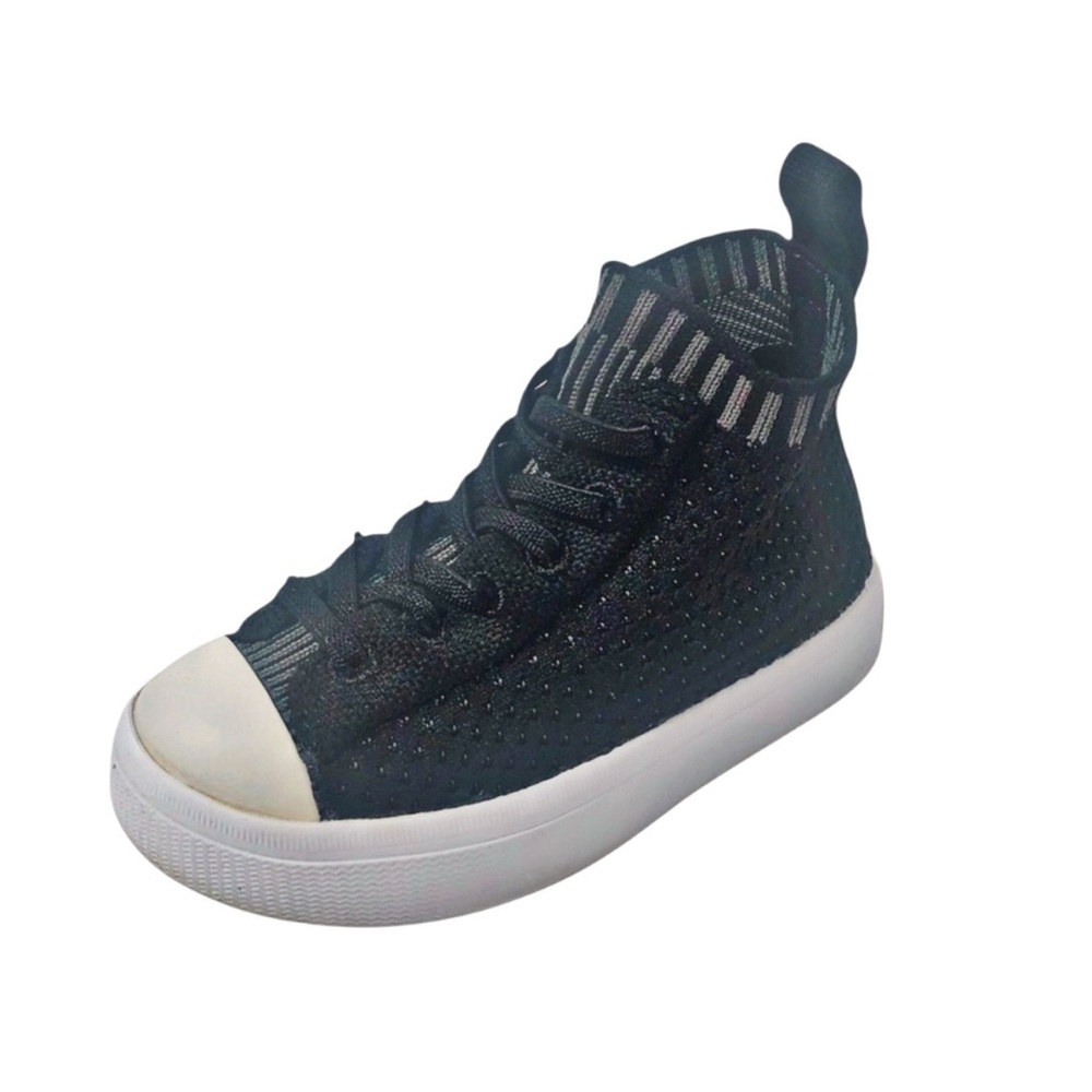Native Kids Black No Tie Laces Sneakers Sz 8